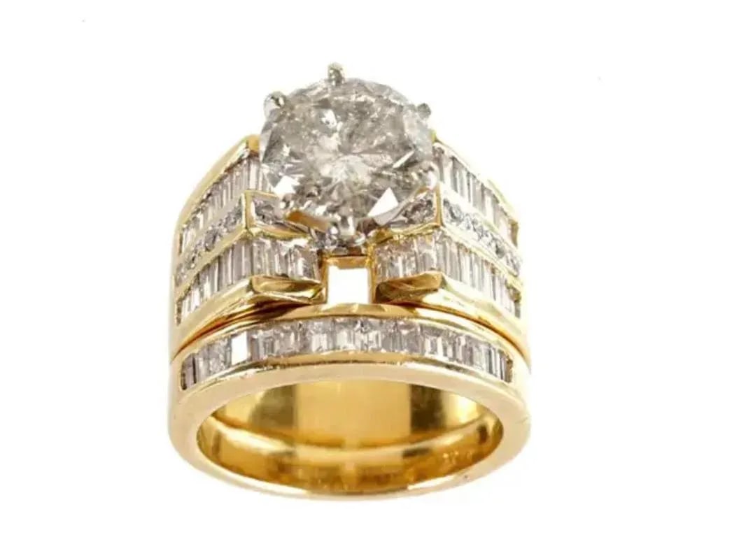 18k Yellow Gold With 5.91 CTW Diamonds Bridal Ring Set - 3