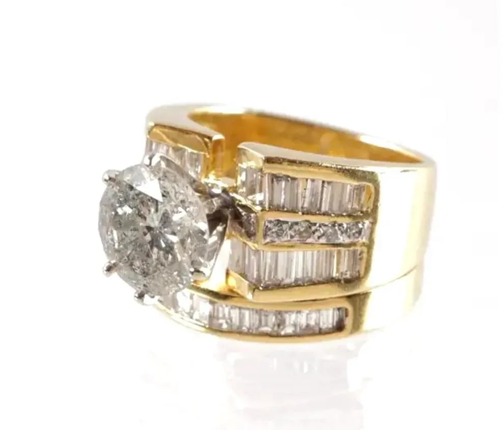 18k Yellow Gold With 5.91 CTW Diamonds Bridal Ring Set - 4