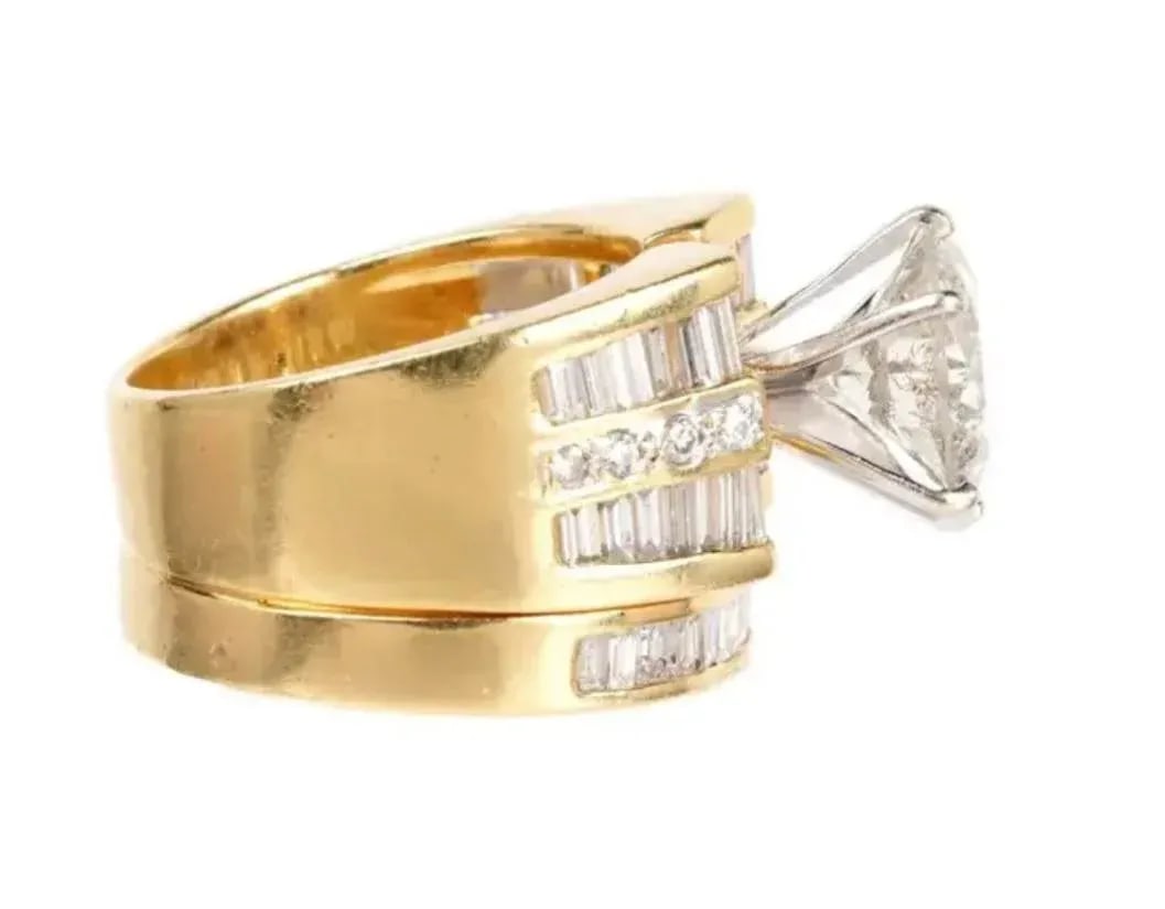 18k Yellow Gold With 5.91 CTW Diamonds Bridal Ring Set - 8