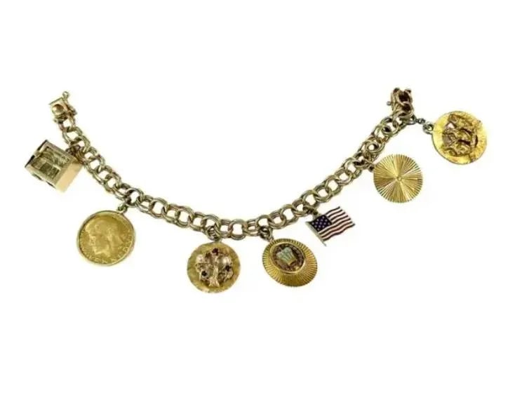 Women's Vintage Charm Bracelet 14k Yellow Gold - 11