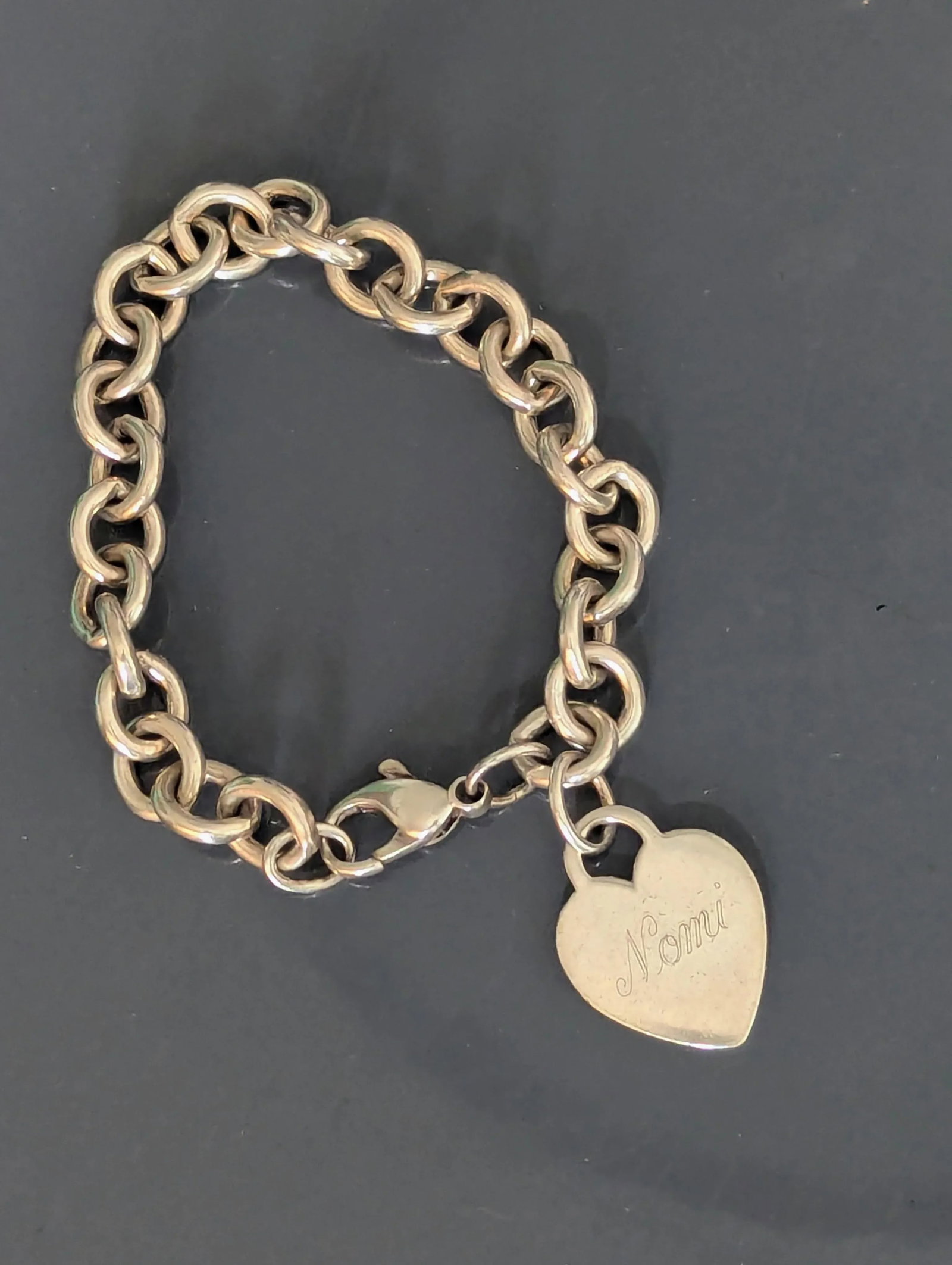 80's Tiffany's Engraved Heart Bracelet Engraved "Nomi", Dust Bag Included - 2