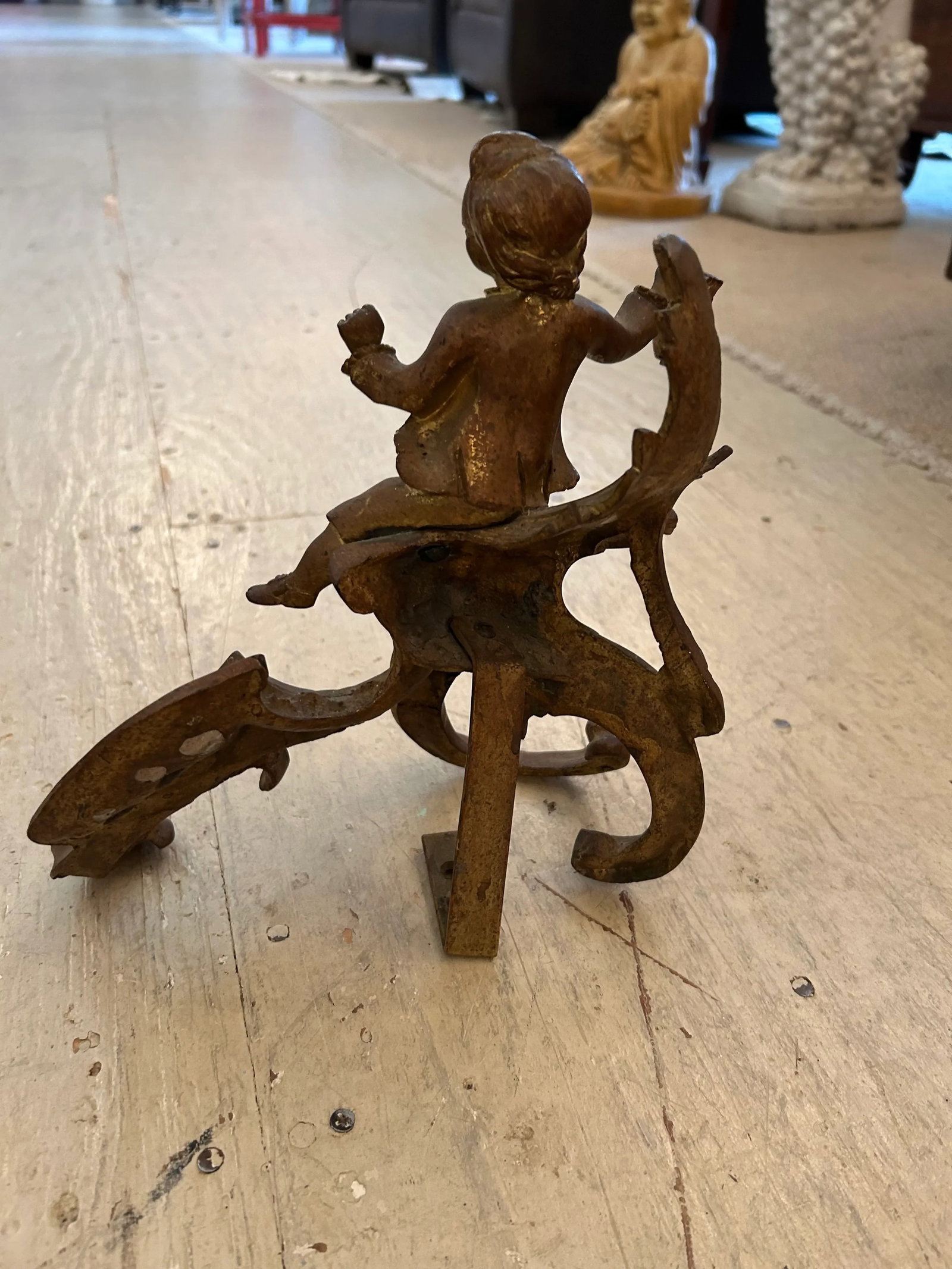 Small Antique Figural Fireplace Andirons- A Pair - 10