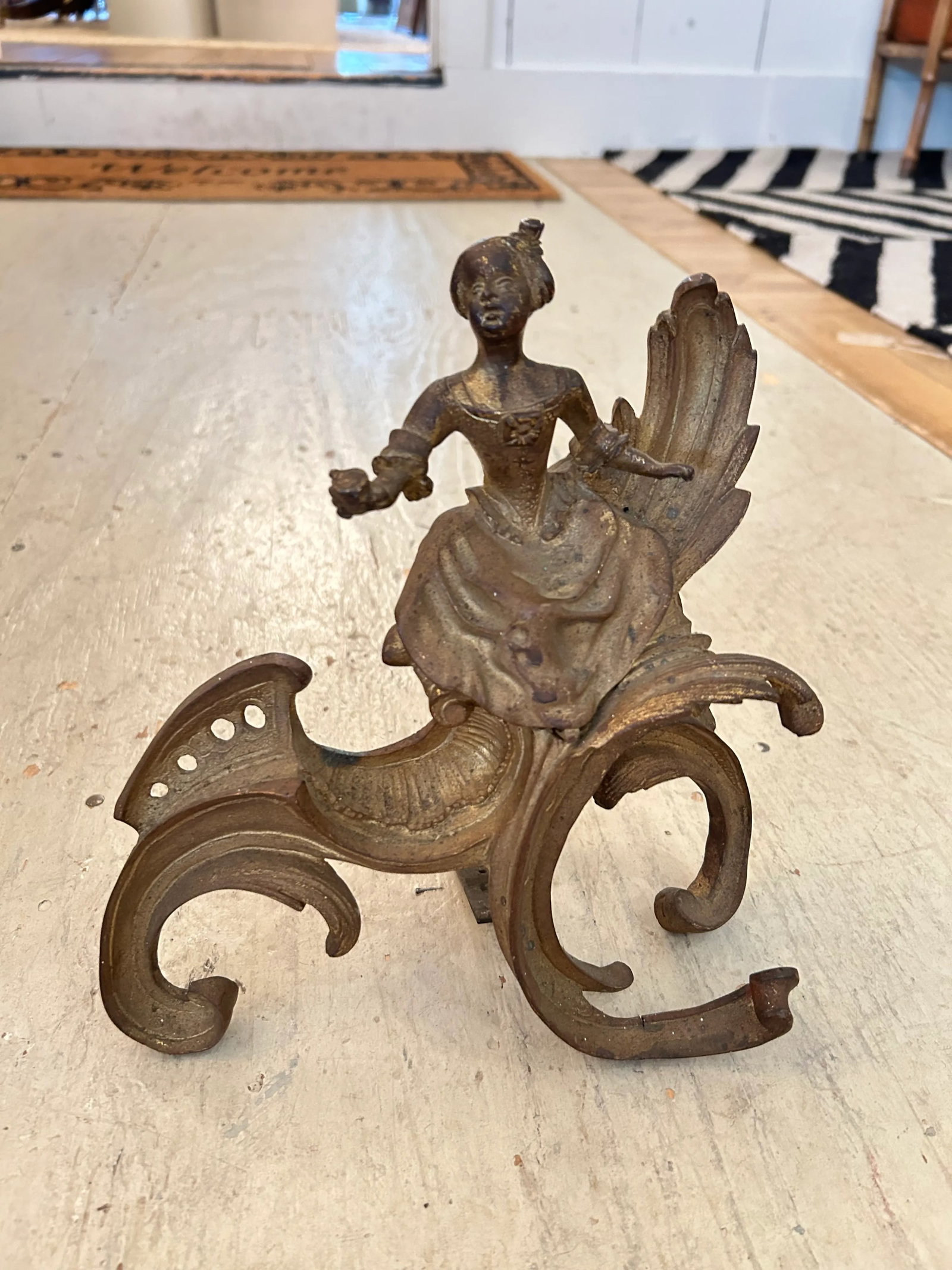 Small Antique Figural Fireplace Andirons- A Pair - 2