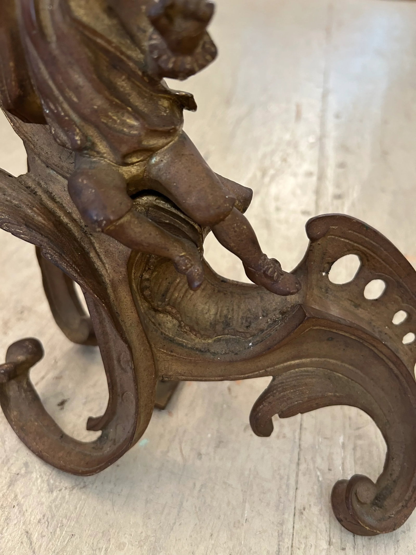 Small Antique Figural Fireplace Andirons- A Pair - 4