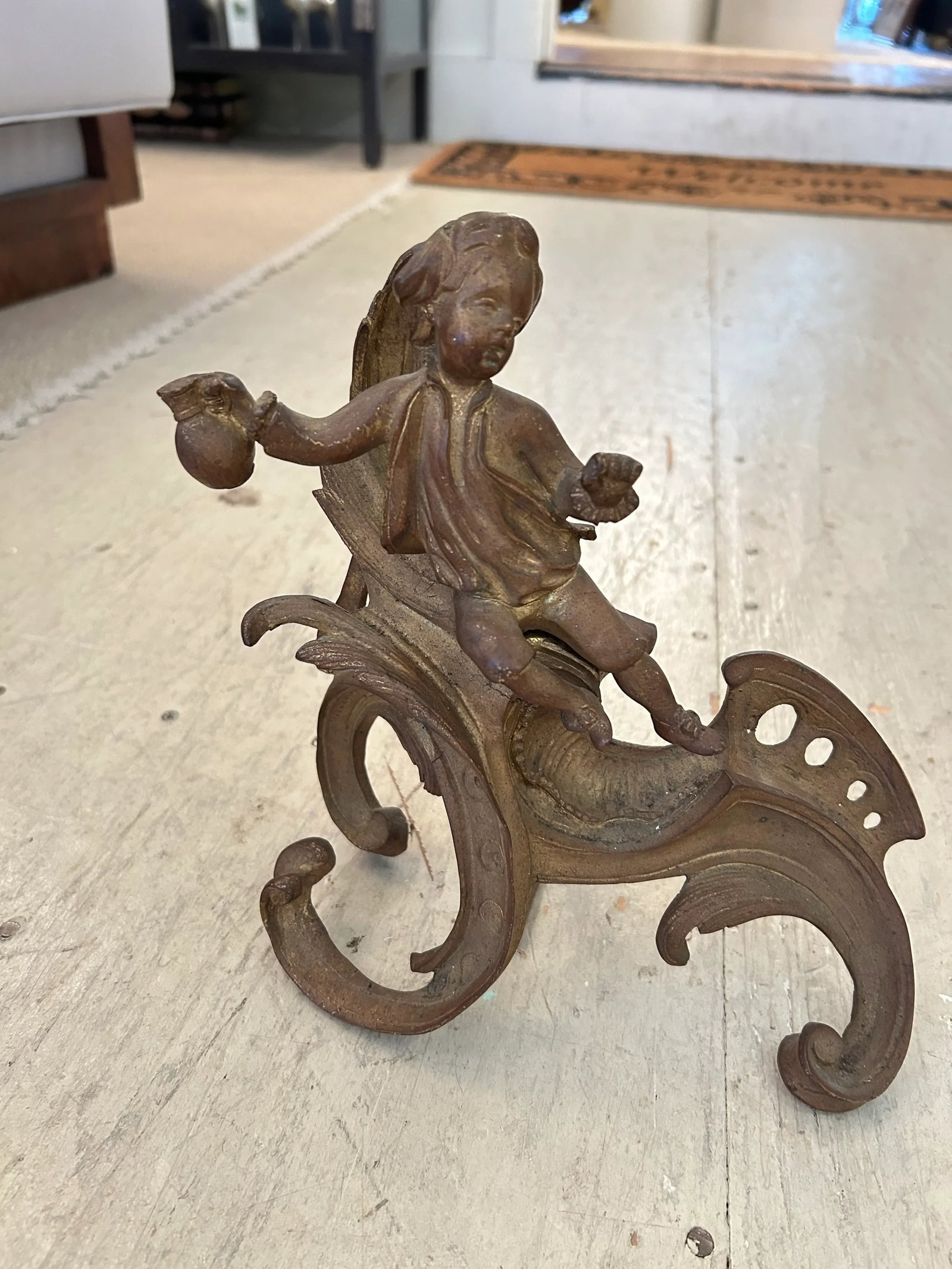 Small Antique Figural Fireplace Andirons- A Pair - 6