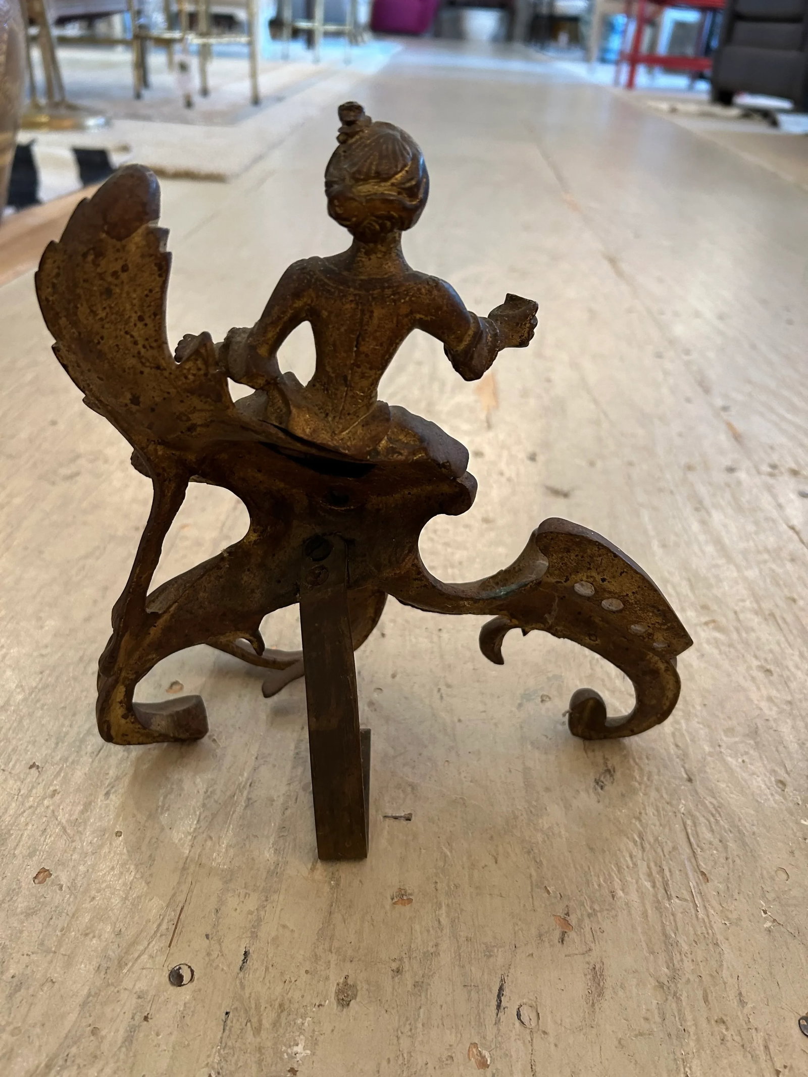 Small Antique Figural Fireplace Andirons- A Pair - 9