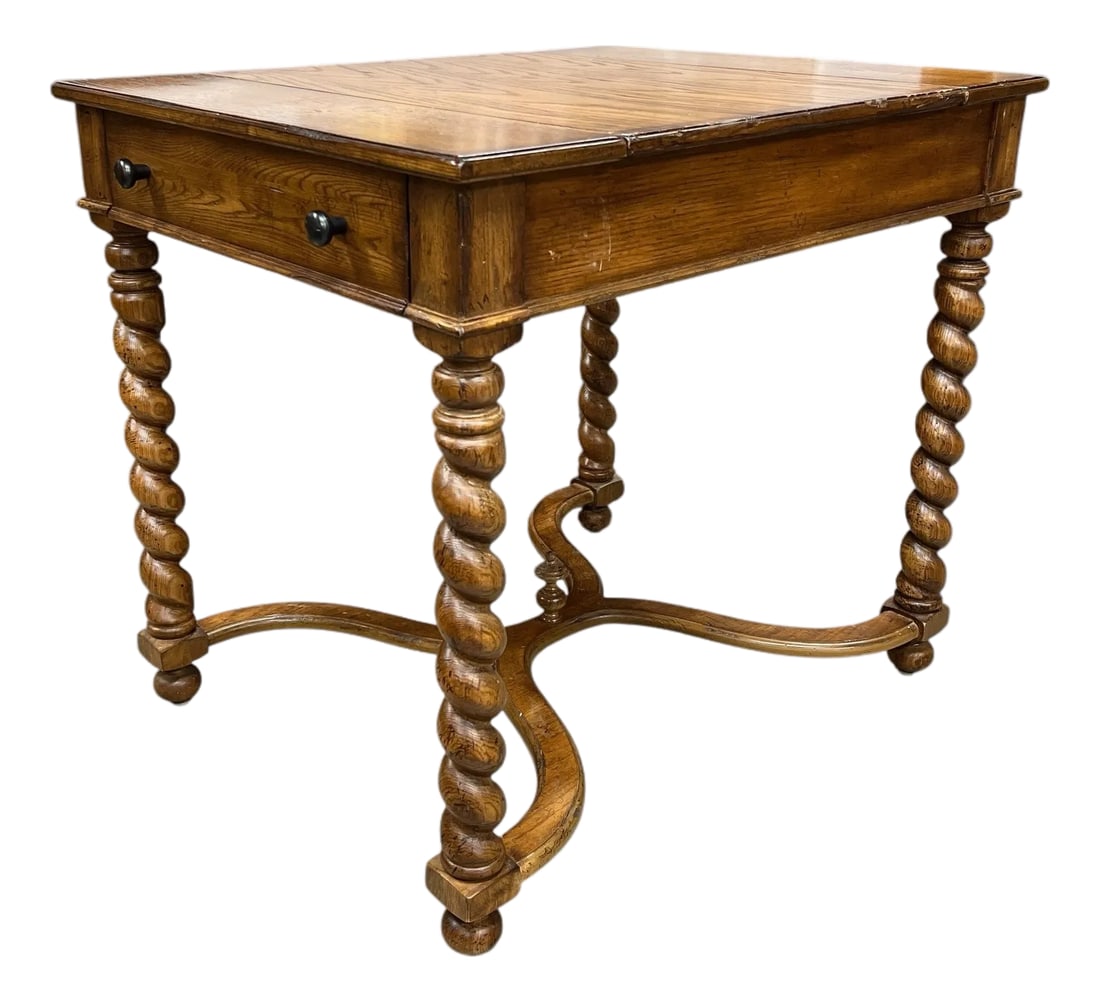 Eddie Bauer by Lane Kitchen Game Table Barley Twist Legs Two Drawers: Rare Eddie Bauer by Lane Game Kitchen Table with Barley Twist Legs and Two felt lined drawers, Top can be removed to play Backgammon or reversed to play Chess or checkers. Very Good structural