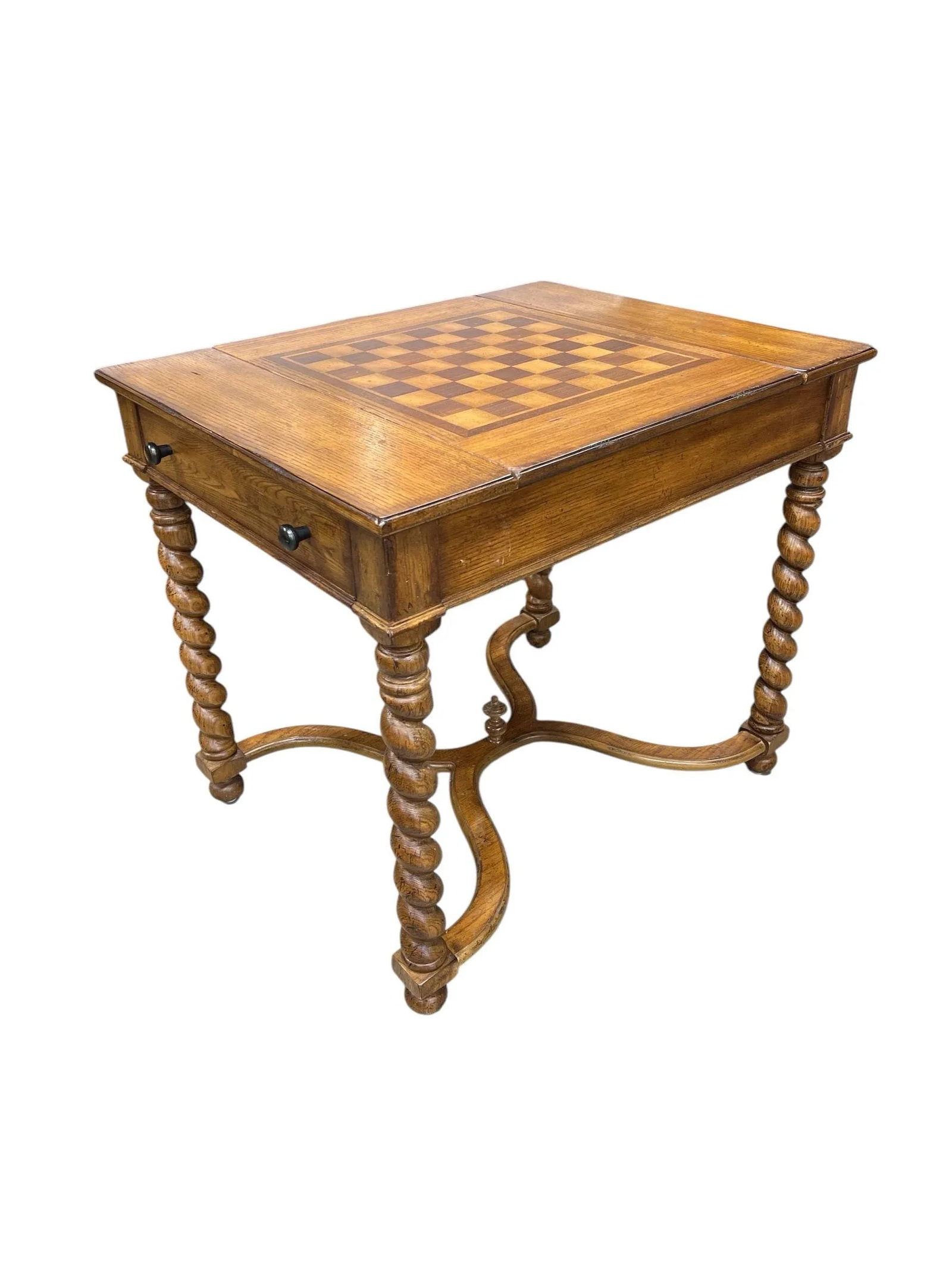 Eddie Bauer by Lane Kitchen Game Table Barley Twist Legs Two Drawers - 2