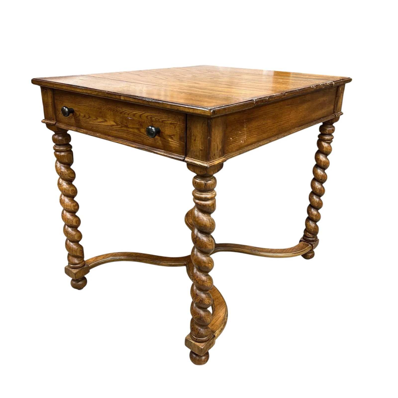 Eddie Bauer by Lane Kitchen Game Table Barley Twist Legs Two Drawers - 4