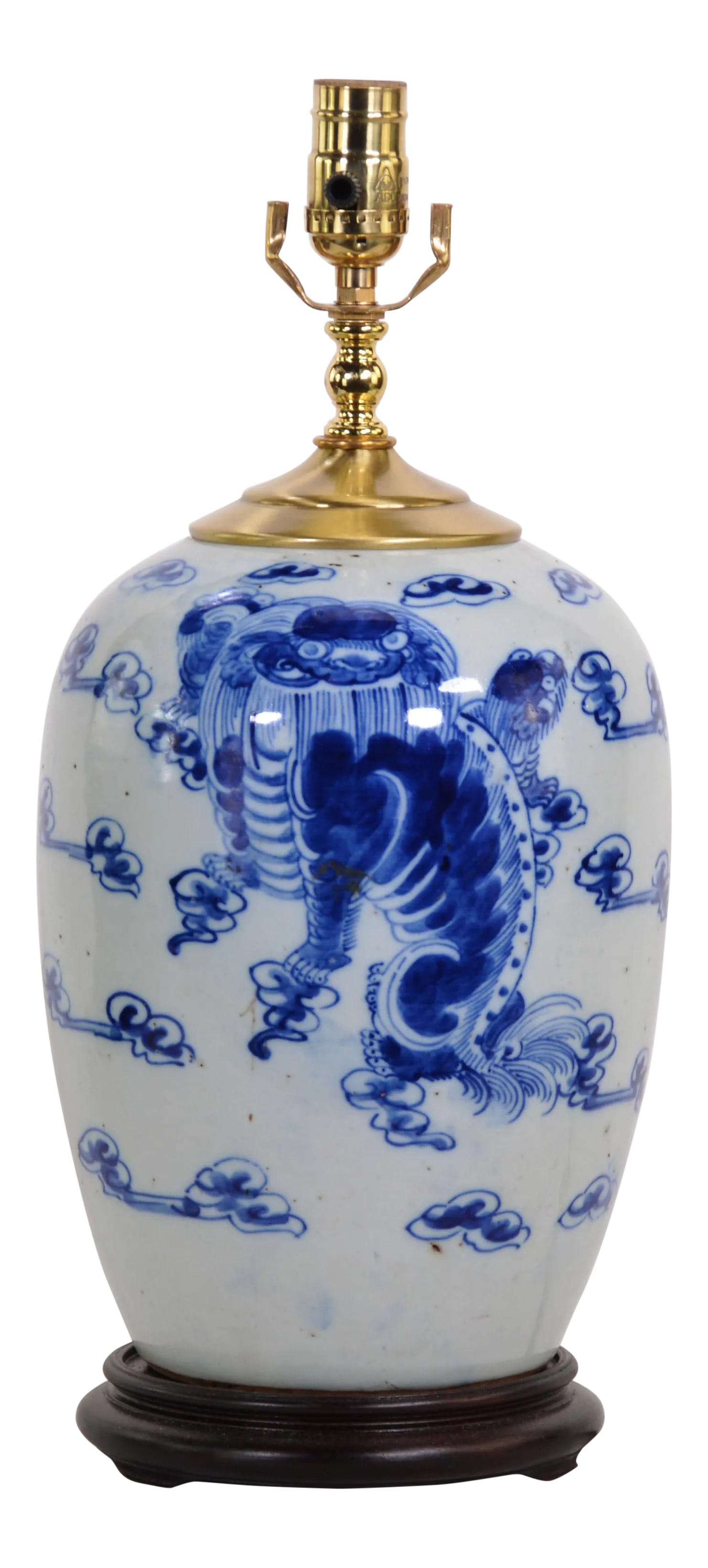 Chinese Blue and White Porcelain Vase Table Lamp at the End of the 19th Century: Chinese blue and white porcelain vase table lamp at the end of the 19th century Condition: Imperfections: Some Imperfections Condition Notes: In good condition with some minor imperfections from age.