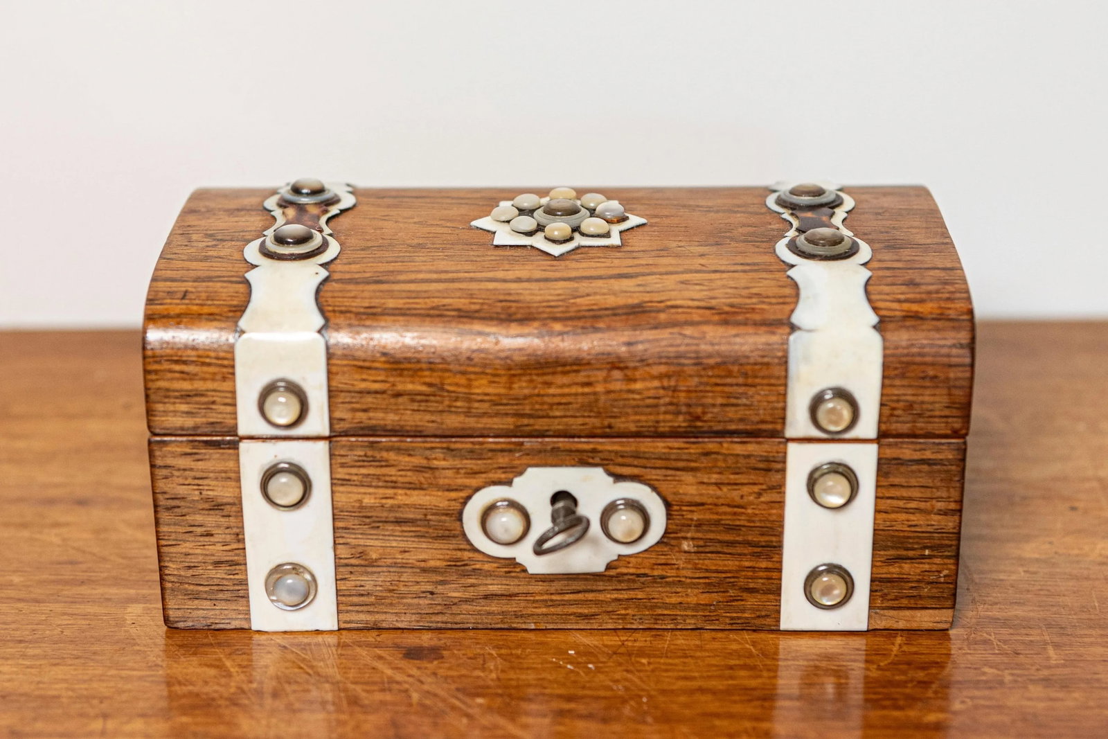 19th Century Danish Rosewood Tea Caddy with Bone Inlay, Circa 1860 - 3