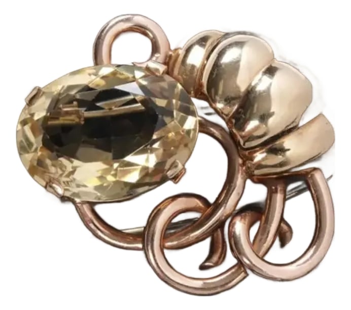 Seaman Schepps Vintage 14k Gold and Citrine Large Brooch Fur Clip (1 of 10)