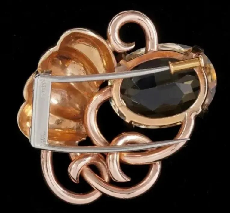 Seaman Schepps Vintage 14k Gold and Citrine Large Brooch Fur Clip - 7