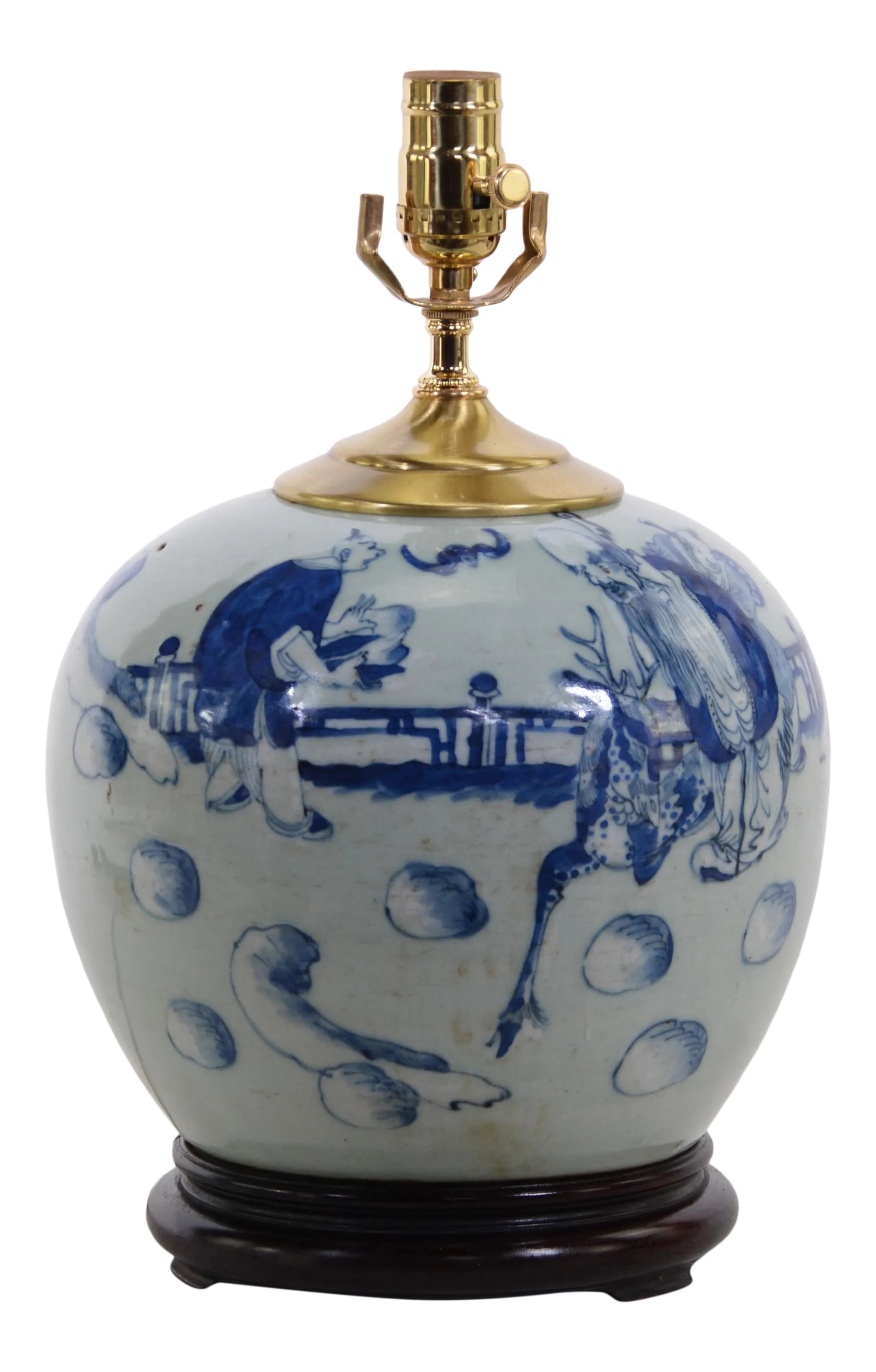 19th Century Chinese Blue and White Porcelain Vase Table Lamp: n China, the craftsmanship of celadon glaze was very mature, with soft color and thick glaze, just like lake water. Hand-painted various design. This theme is often used to decorate various