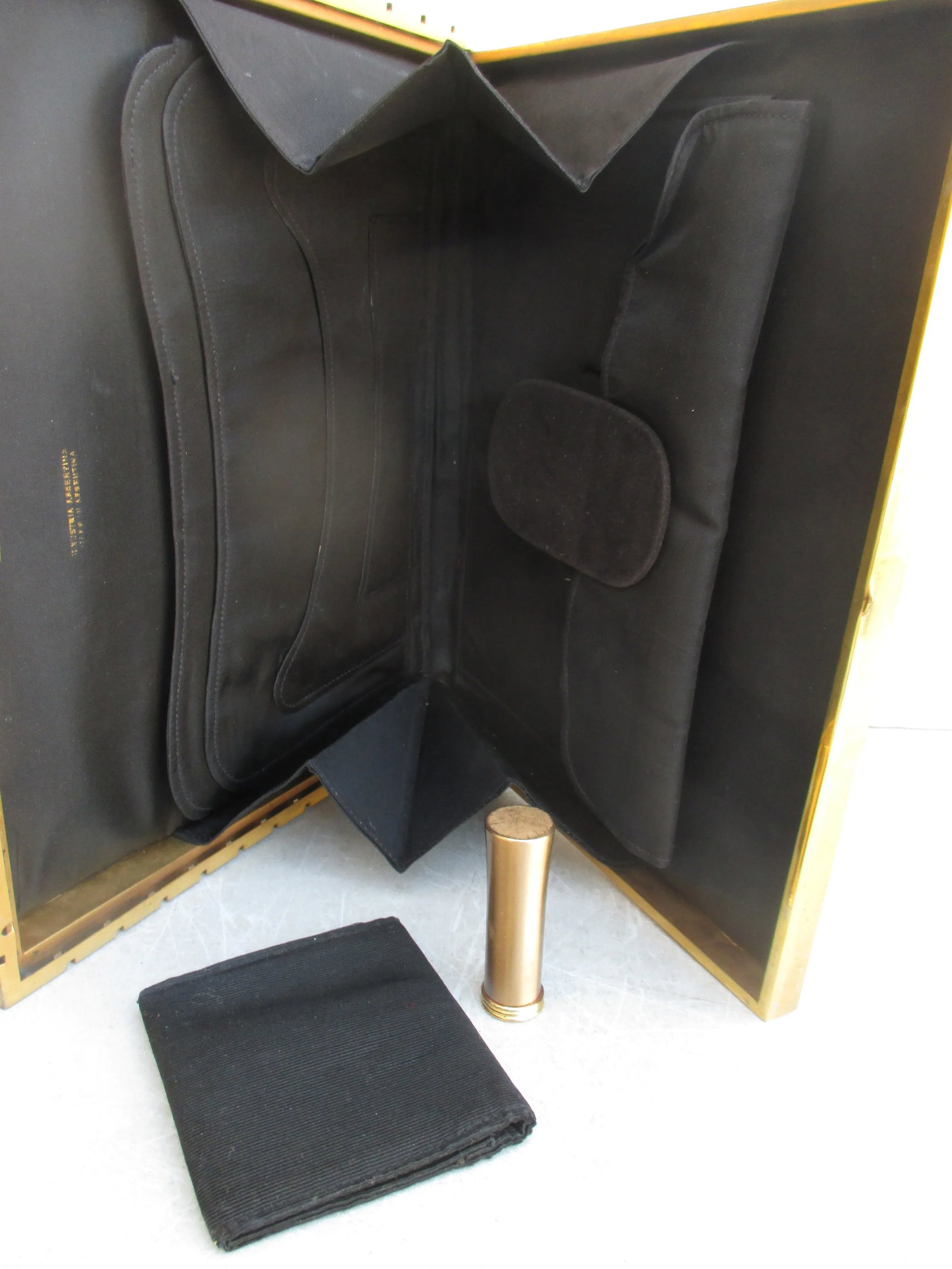 Black Velor/Suede Clutch With Gold Metal Trim - 9