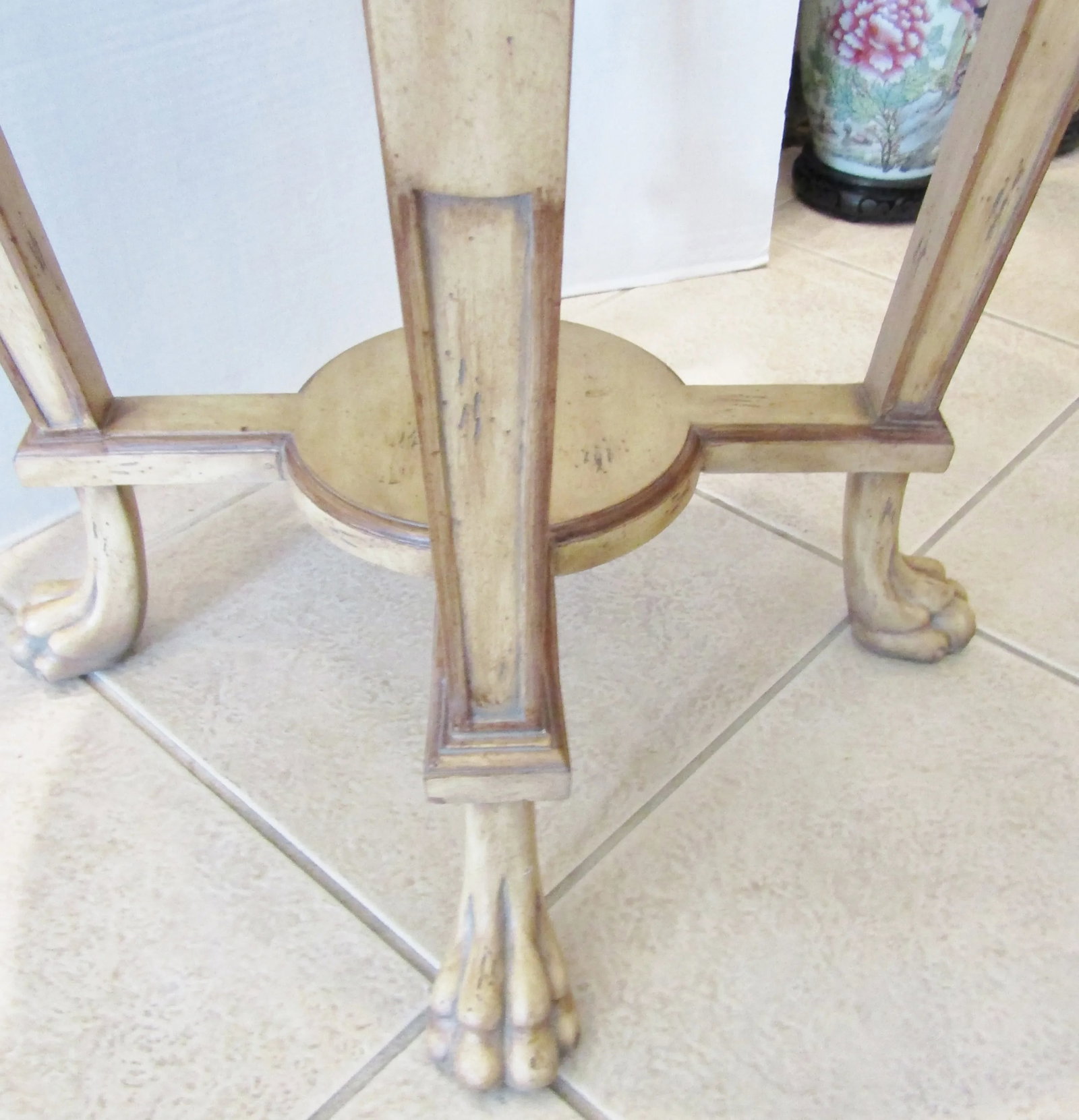 1990s Kriess Renaissance Collection Empire Style End Table Travertine Top - 4