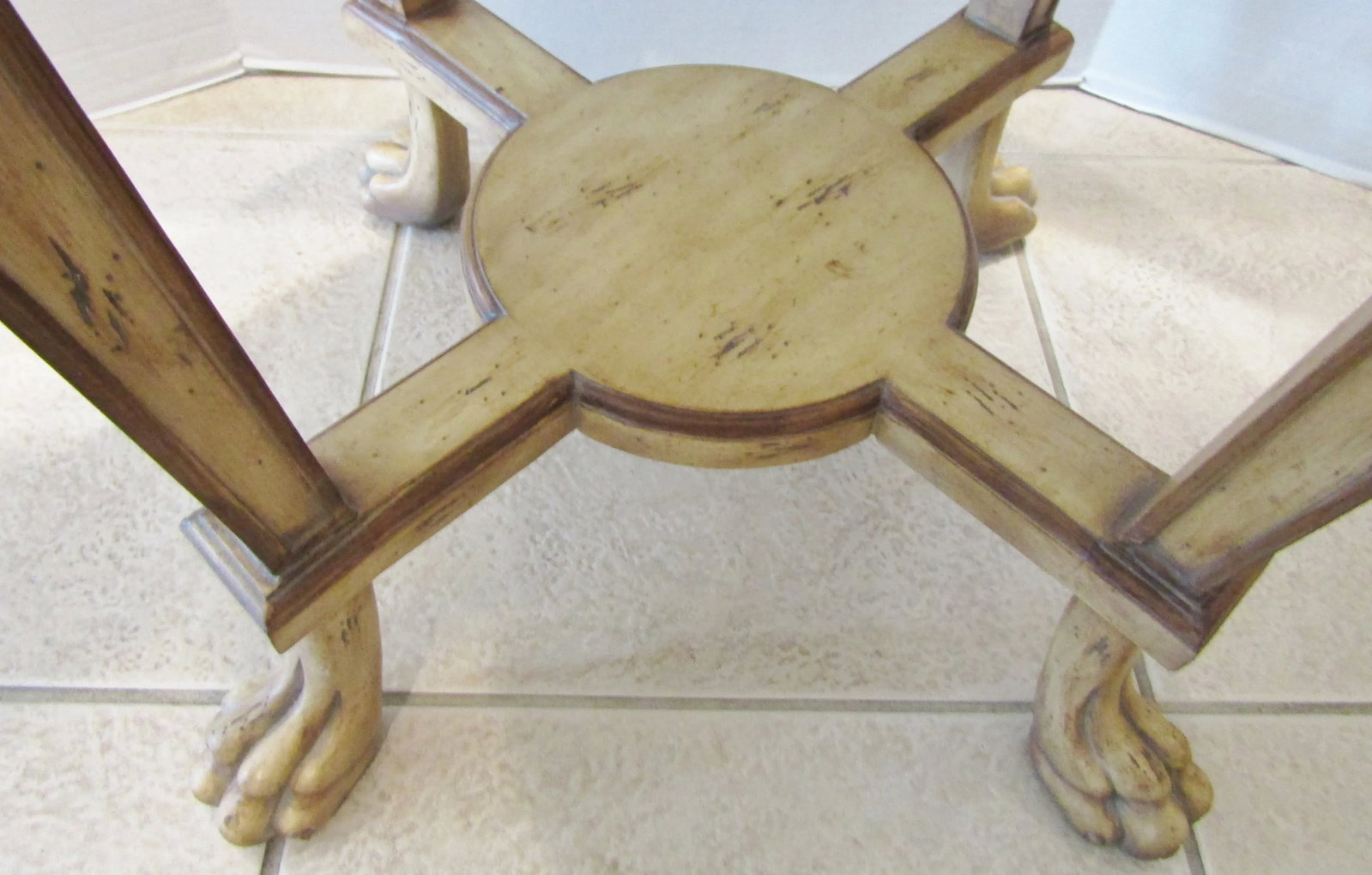 1990s Kriess Renaissance Collection Empire Style End Table Travertine Top - 6