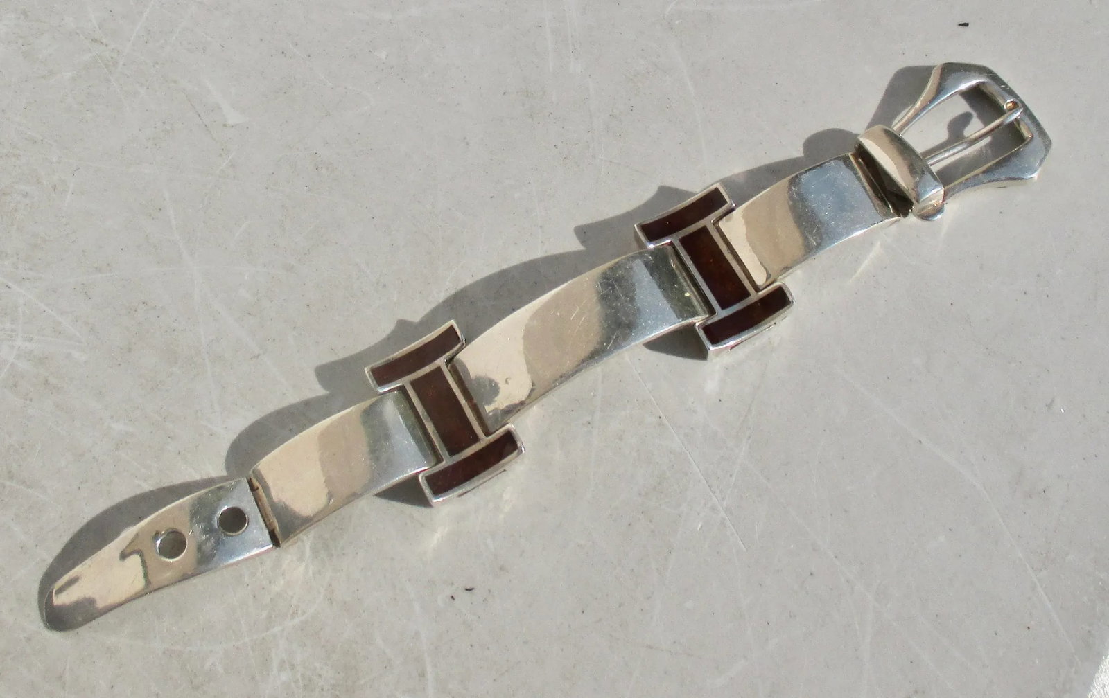 105 Arezzo Sterling and Enamel Buckle Bracelet - 2