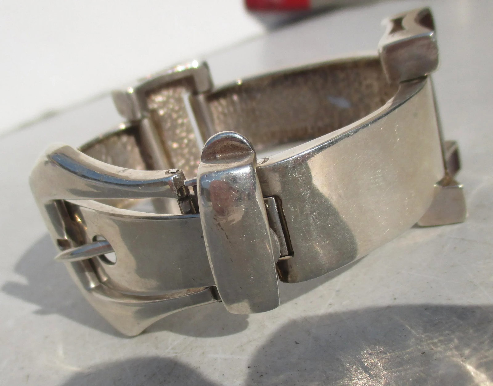 105 Arezzo Sterling and Enamel Buckle Bracelet - 5