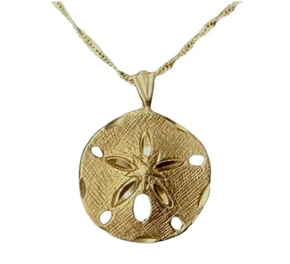 14k Gold Sand Dollar Pendant - 2