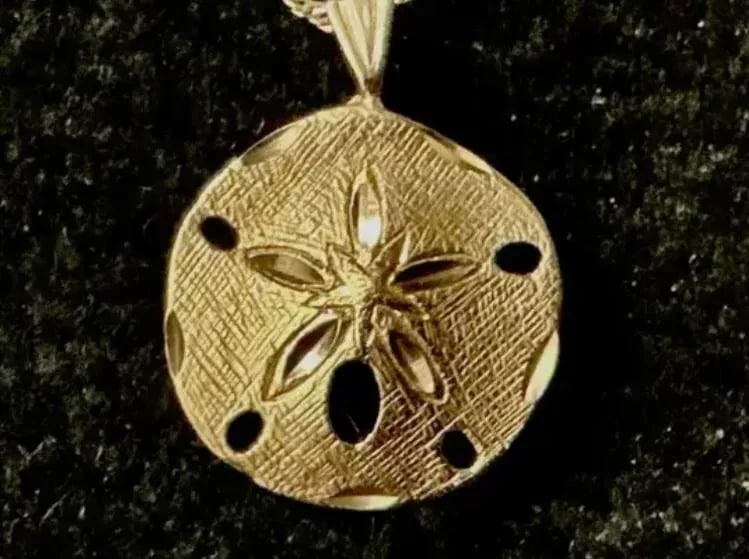14k Gold Sand Dollar Pendant - 5