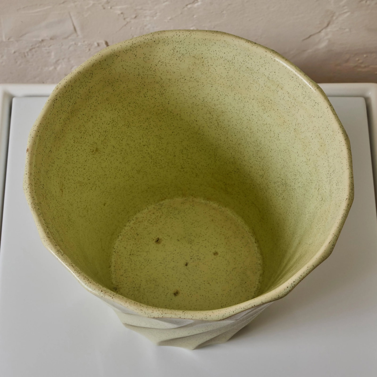 Mid-Century Speckle Glazed Mint Ceramic Bauer Planter - 12