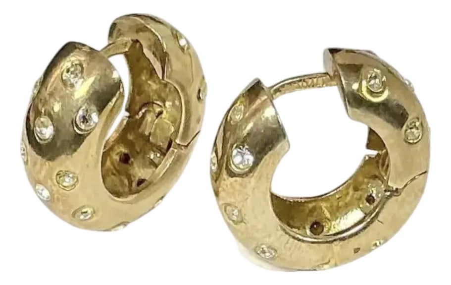 Gold-Plated 925 Sterling Silver Vermeil Hoop Earrings With Gemstones (1 of 7)