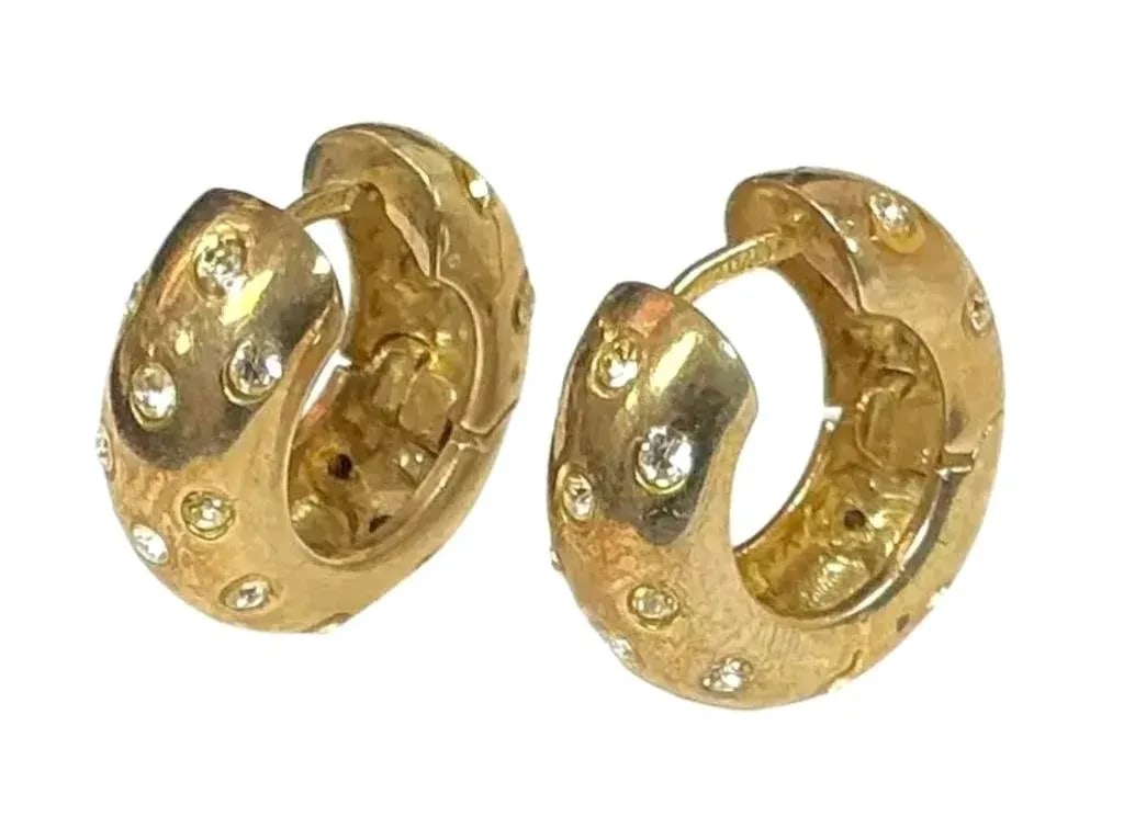 Gold-Plated 925 Sterling Silver Vermeil Hoop Earrings With Gemstones - 2