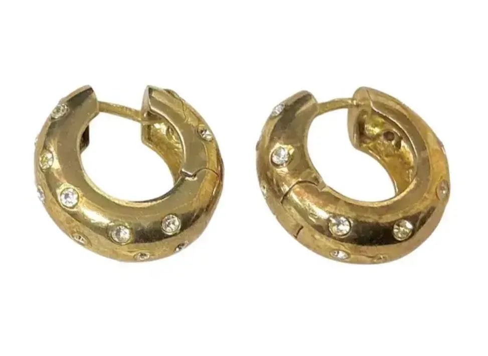 Gold-Plated 925 Sterling Silver Vermeil Hoop Earrings With Gemstones - 3