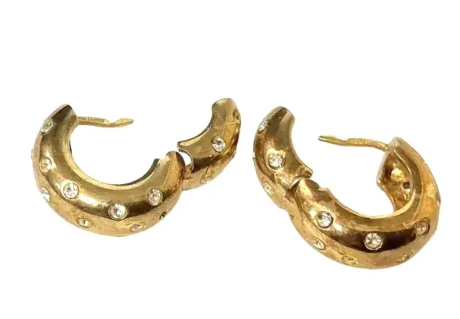 Gold-Plated 925 Sterling Silver Vermeil Hoop Earrings With Gemstones - 5