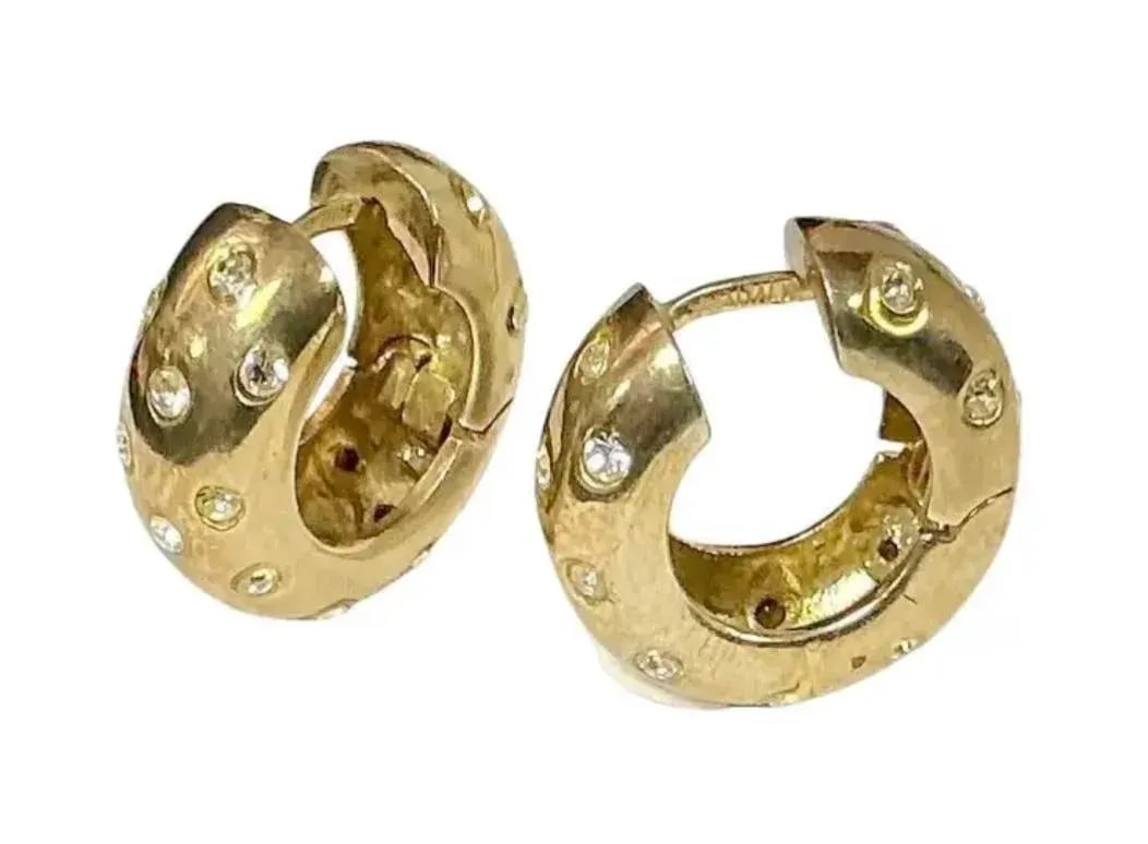 Gold-Plated 925 Sterling Silver Vermeil Hoop Earrings With Gemstones - 7