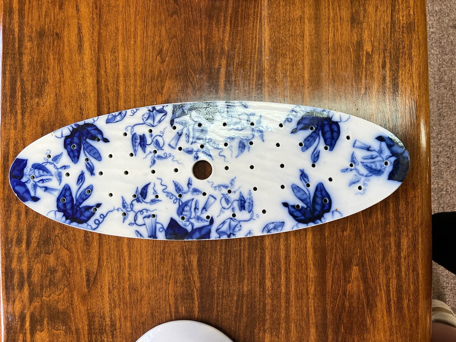 David Johnston Versailles France Mid 19th Century Flow Blue Morning Glory Fish Platter With Insert - 2