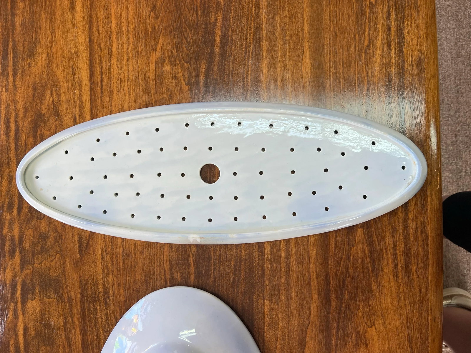 David Johnston Versailles France Mid 19th Century Flow Blue Morning Glory Fish Platter With Insert - 5