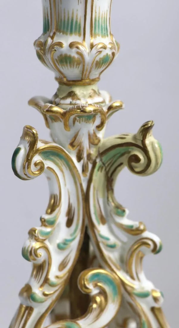 Pr. Porcelain Candlestick Boudoir Lamps Poss. Dresden or Meissen - 2
