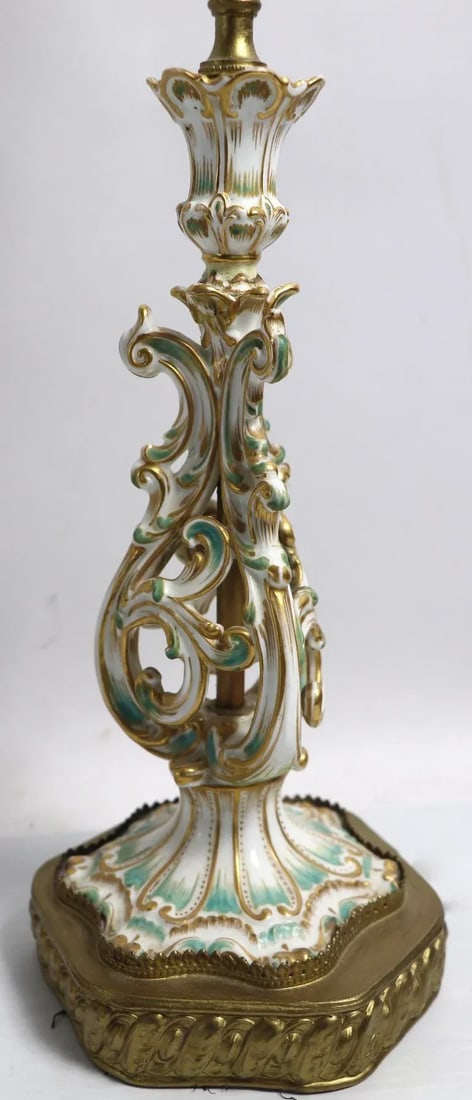 Pr. Porcelain Candlestick Boudoir Lamps Poss. Dresden or Meissen - 4