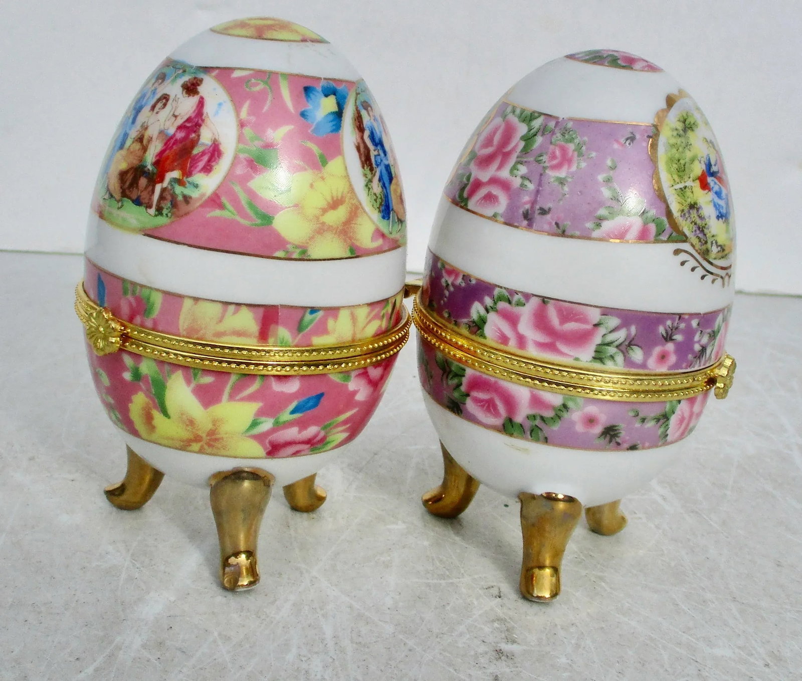 Vintage Limoge Porcelain Boxes - A Pair of 2 - 2