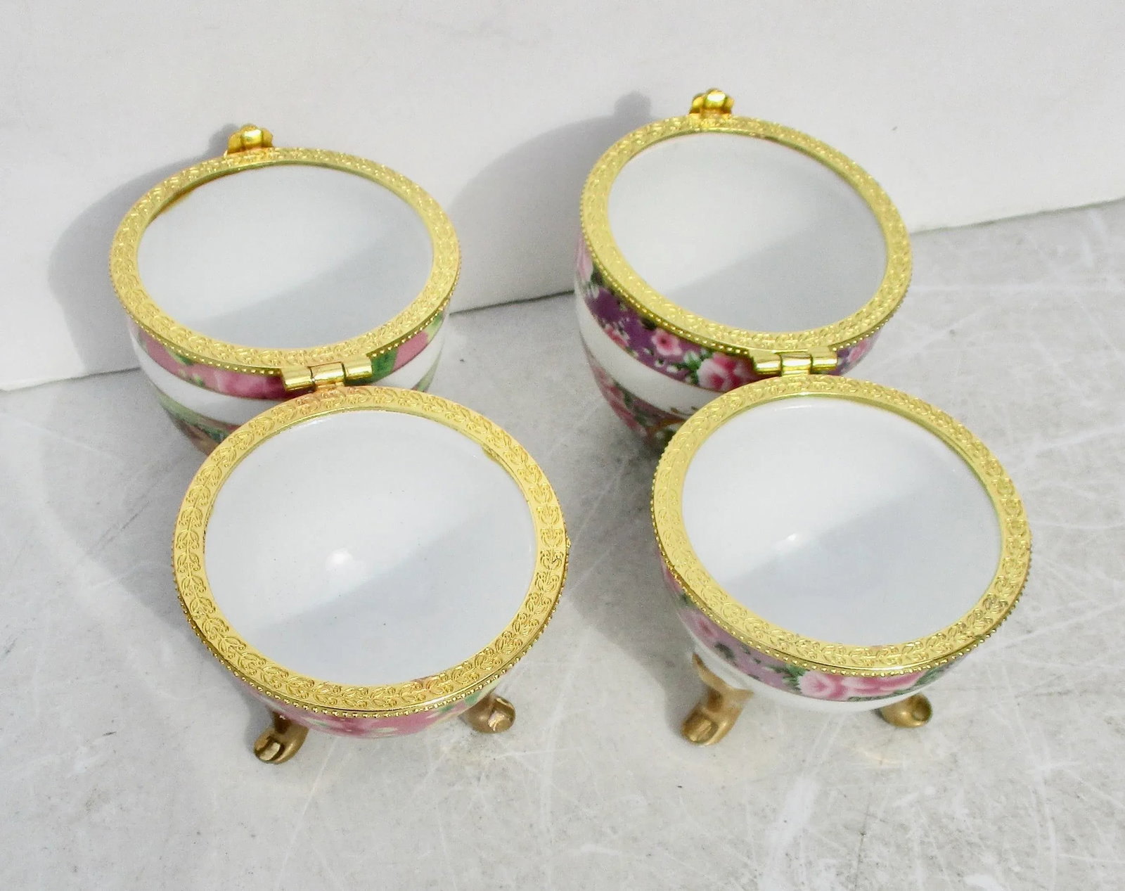 Vintage Limoge Porcelain Boxes - A Pair of 2 - 4