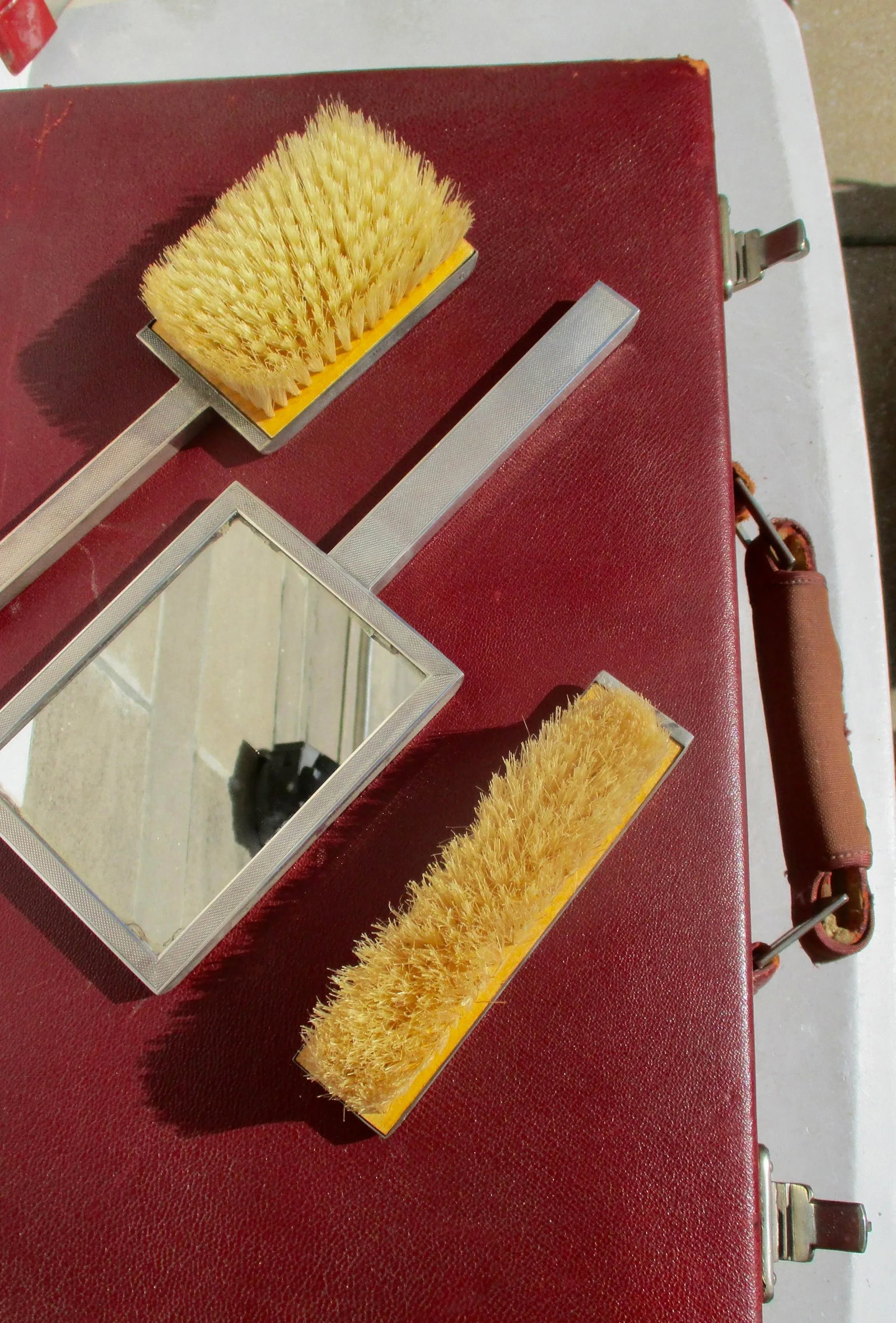 Antique Mark Cross Travel Case With Sterling Toiletry Set 1945 - 13