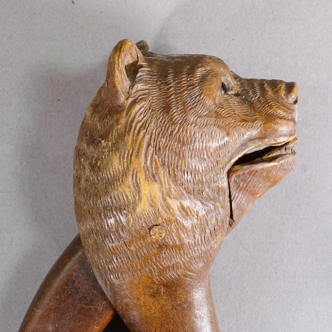 Handcarved Wood Bear Head Nutcracker, Swiss - Brienz Ca. 1900 - 5
