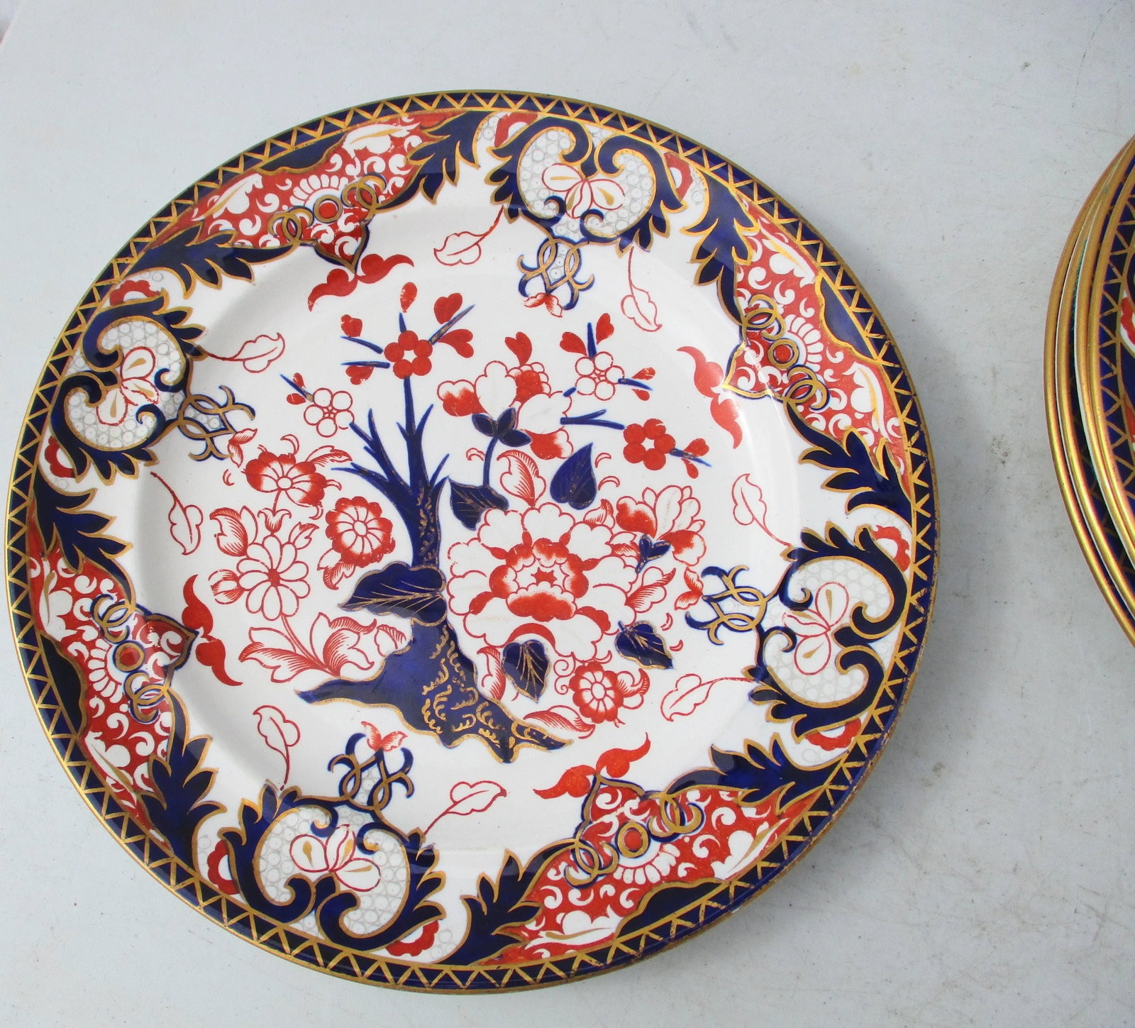 Vintage 20s Royal Crown Derby Porcelain Dinner Plates - Set of 5 - 6