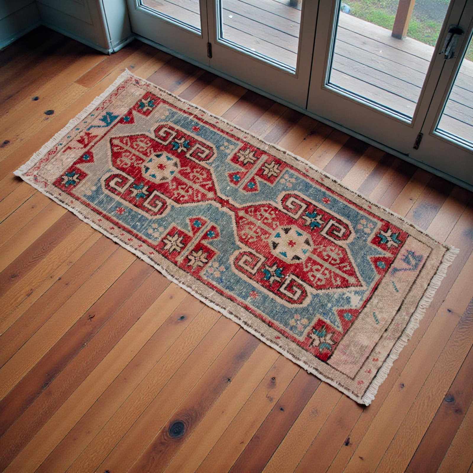Hand Knotted Small Turkish Rug Doormat Entryway Rug Kitchen Decor - 2x3 Ft Approx - 2