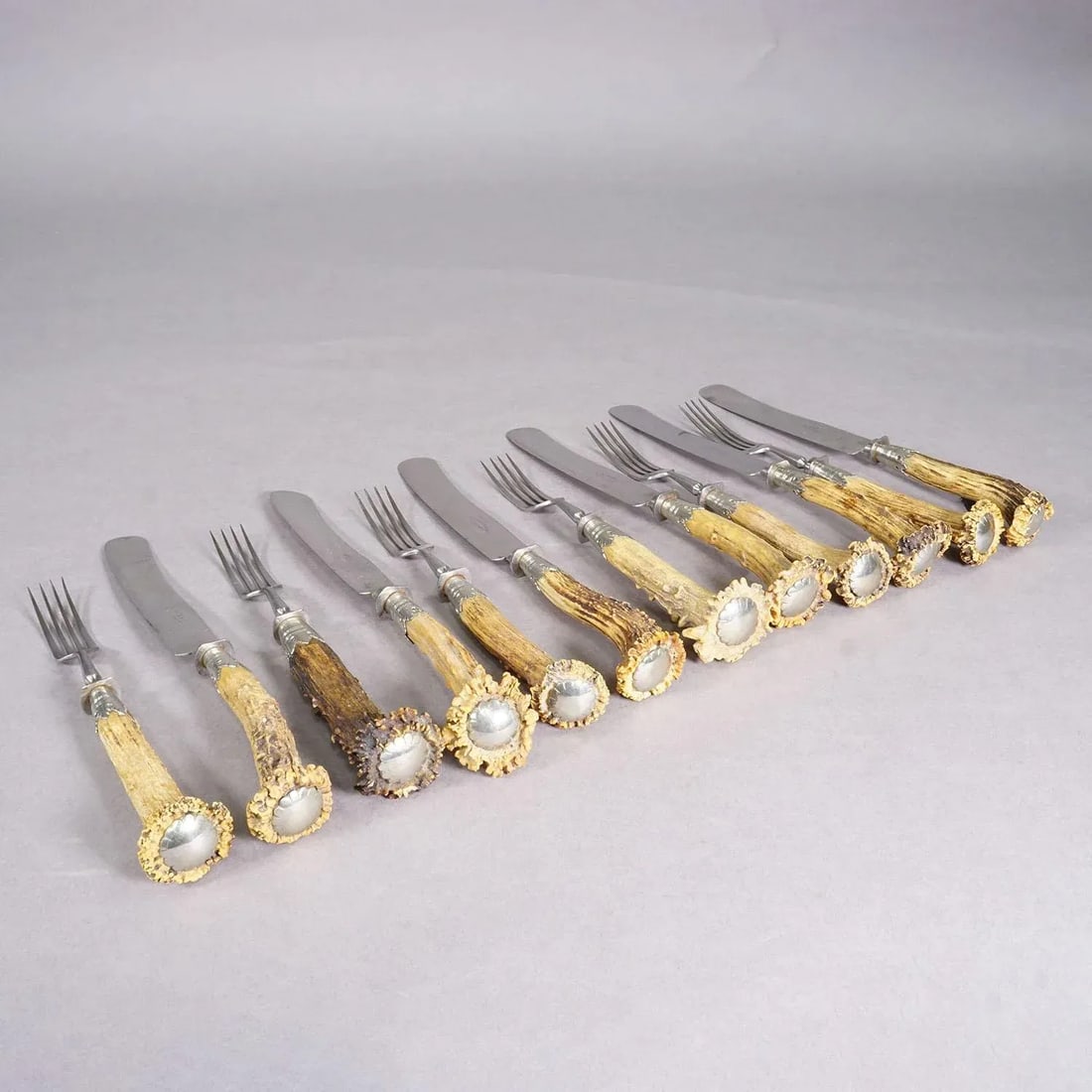 Vintage Stainless Steel and Horn Tableware Set for 6 Germany, 1900s - 2