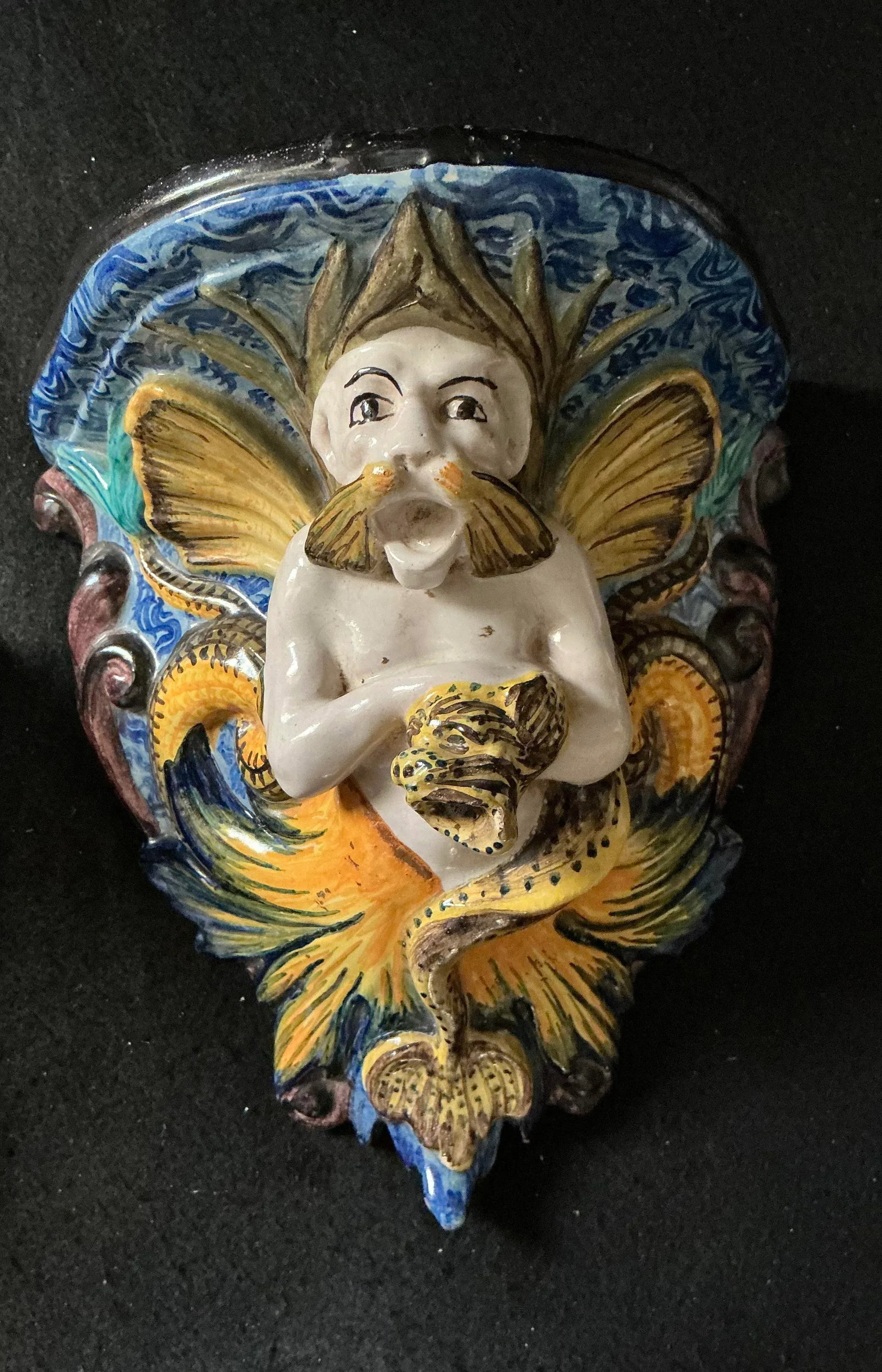 Cantagalli Italian Majolica Wall Brackets, a Pair - 3