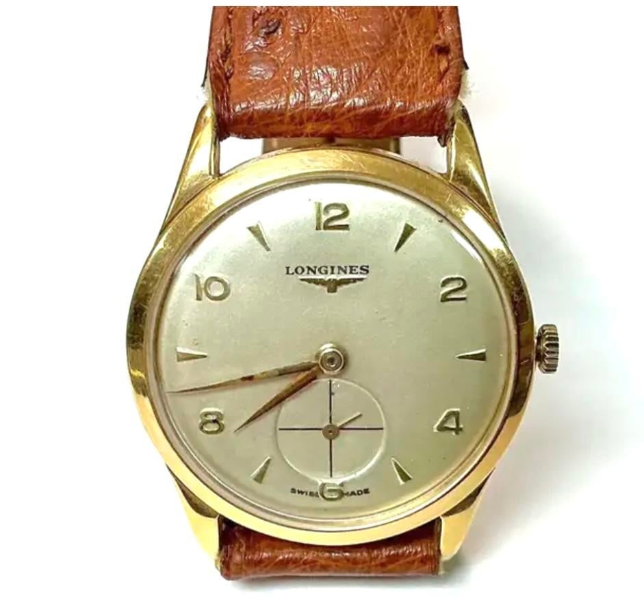 Longines Men's Wristwatch With French Leather Strap, Vintage - 2