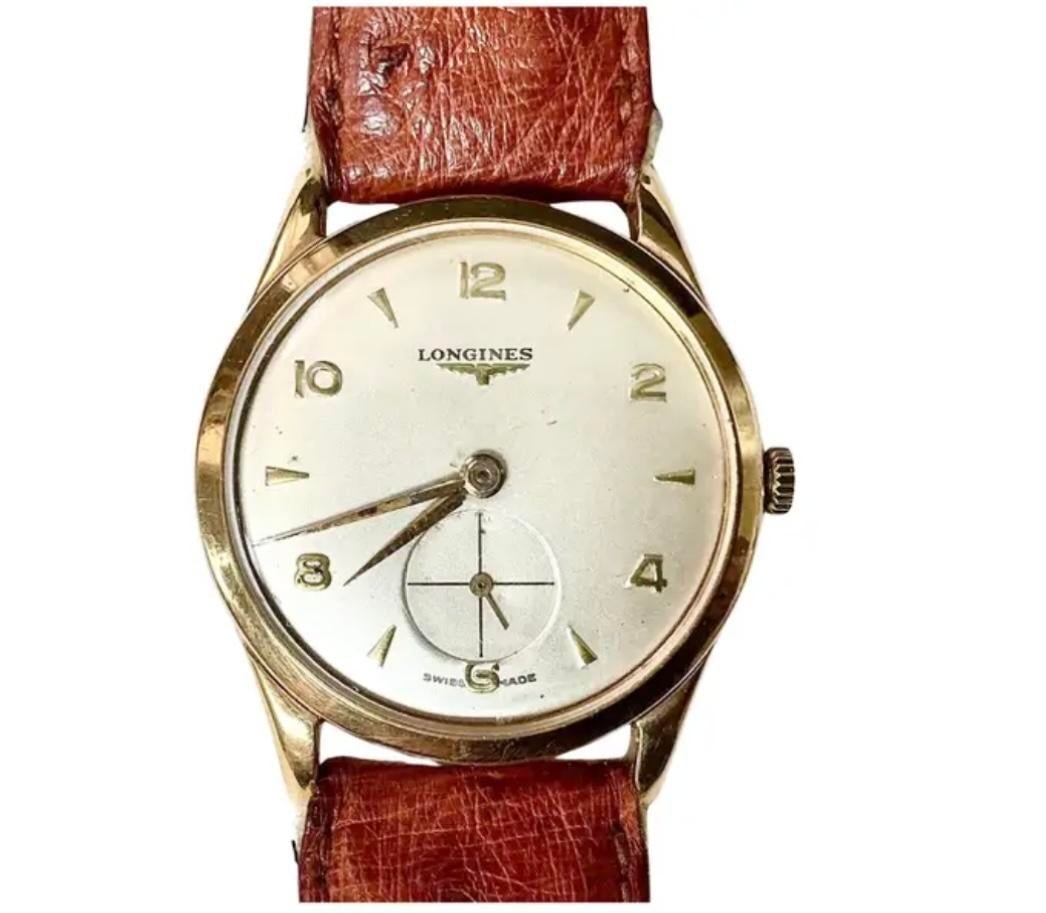 Longines Men's Wristwatch With French Leather Strap, Vintage - 8