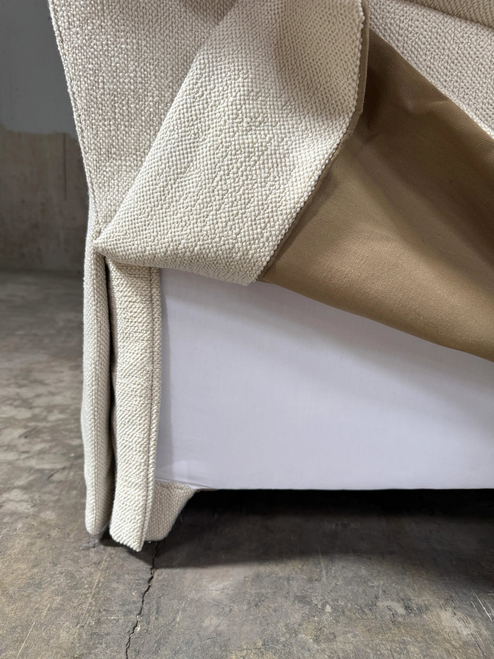 Custom Designer Sourced White Sofa – Rolled Arm, Skirted Base - 8