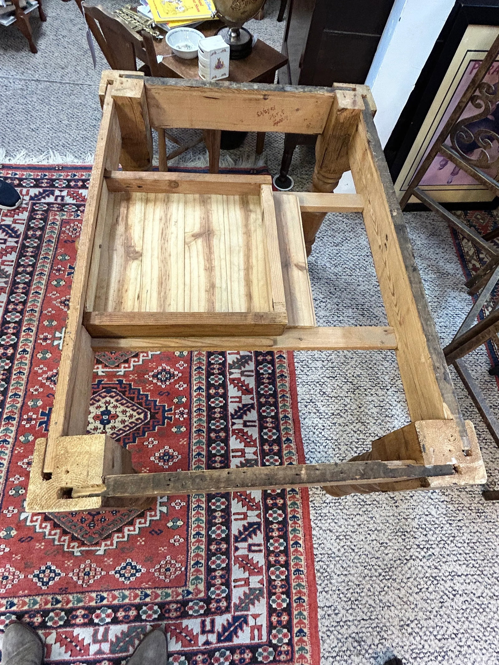 Rustic Pine Writing Desk With Single Drawer - 10