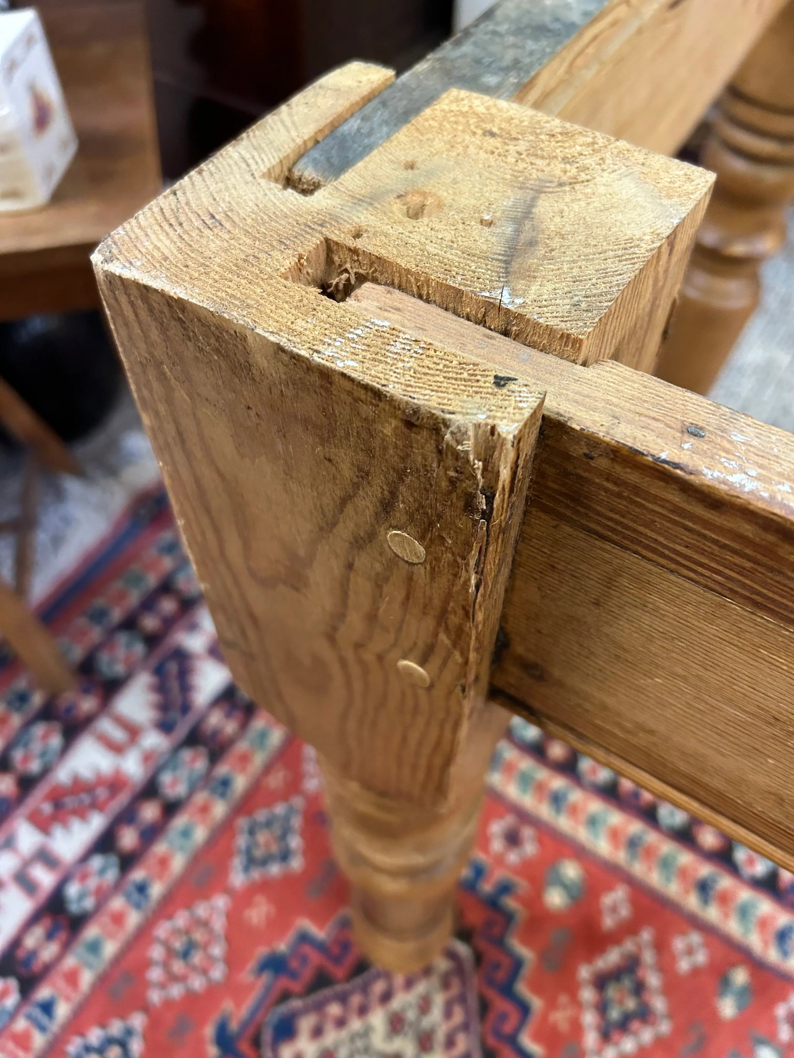 Rustic Pine Writing Desk With Single Drawer - 12
