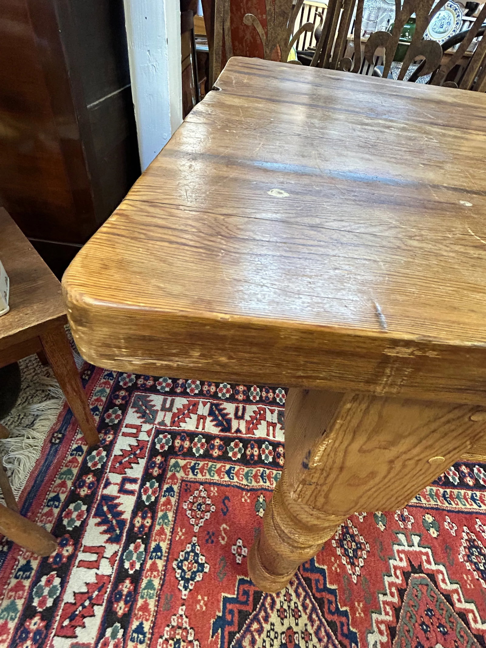 Rustic Pine Writing Desk With Single Drawer - 13