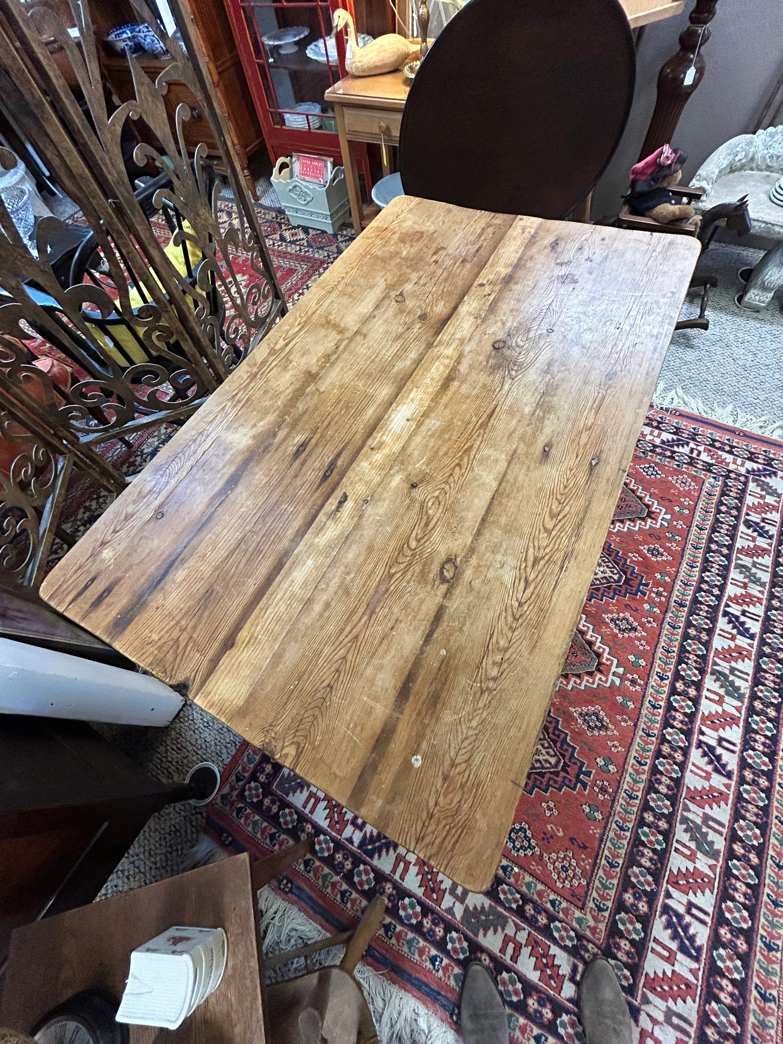 Rustic Pine Writing Desk With Single Drawer - 8